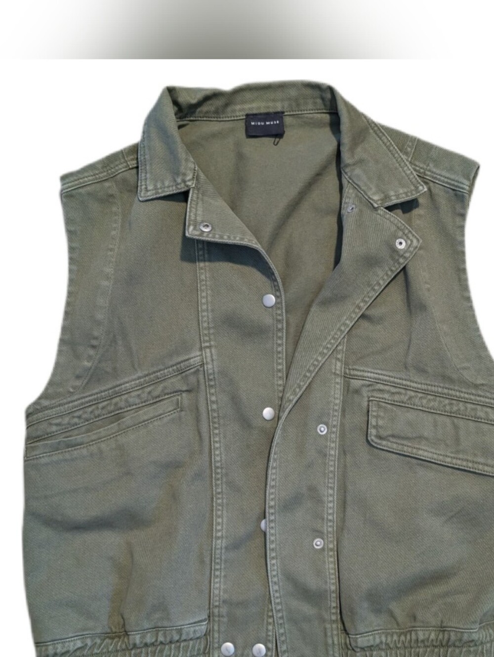 Miou Muse Army green denim vest size L